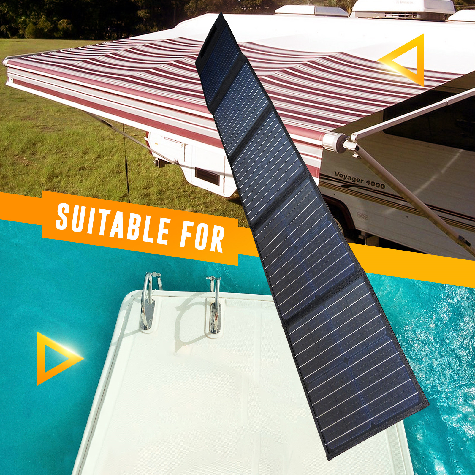 200W 12V Solar Mat Flexible Folding Solar Panel Blanket Generator